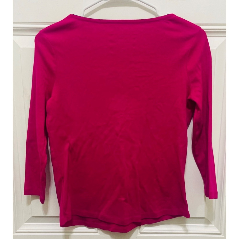 Charter Club Supima Cotton Top 3/4 Sleeve Button Detail Pink PS - Picture 3 of 3